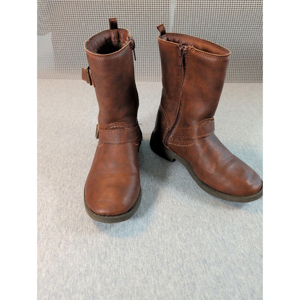 Carters Girls Erica/Lumi Brown Faux Leather Mid-Calf Riding Boots Size 1M